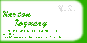 marton kozmary business card